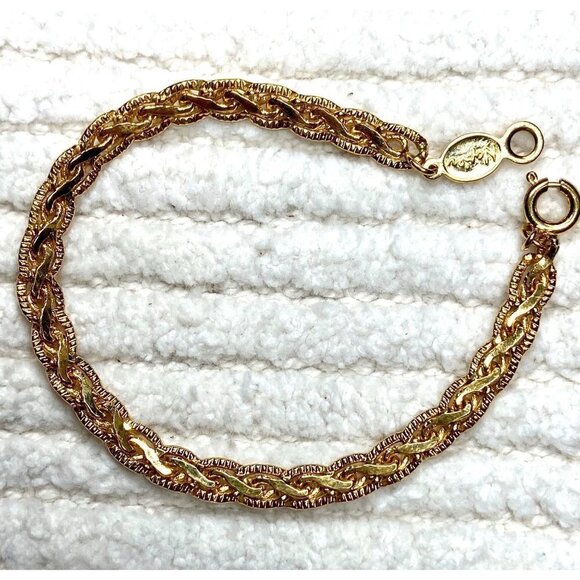 Vintage Napier‎ Gold Tone Braided Bracelet Chain Link Classic - Picture 3 of 5